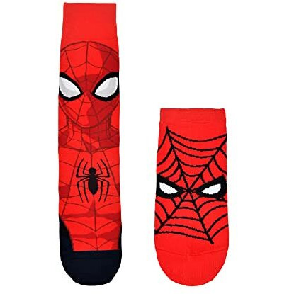 Balenzia X Marvel Character Crew & Lowcut/Ankle Sock For Men- The Amazing Spider-Man (Pack Of 2 Pairs)(Free Size) Red