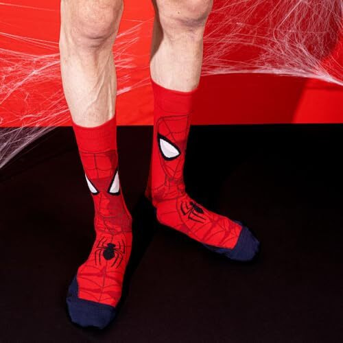 Balenzia X Marvel Character Crew & Lowcut/Ankle Sock For Men- The Amazing Spider-Man (Pack Of 2 Pairs)(Free Size) Red