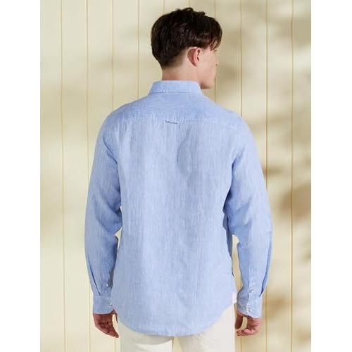Symbol Premium Men's Pure Linen Solid Casual Shirt (Regular Fit) (Sp-S24-M-Cs-102_Lt. Blue_Large)