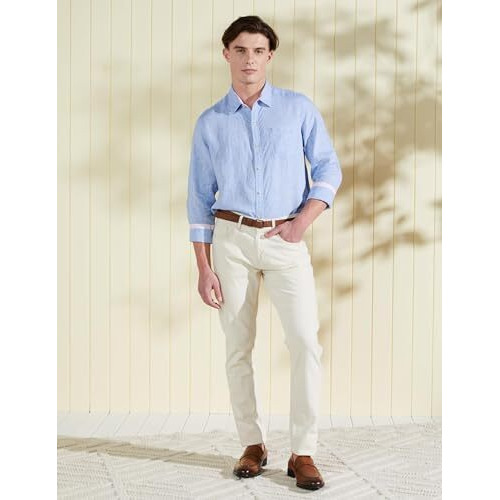 Symbol Premium Men's Pure Linen Solid Casual Shirt (Regular Fit) (Sp-S24-M-Cs-102_Lt. Blue_Large)