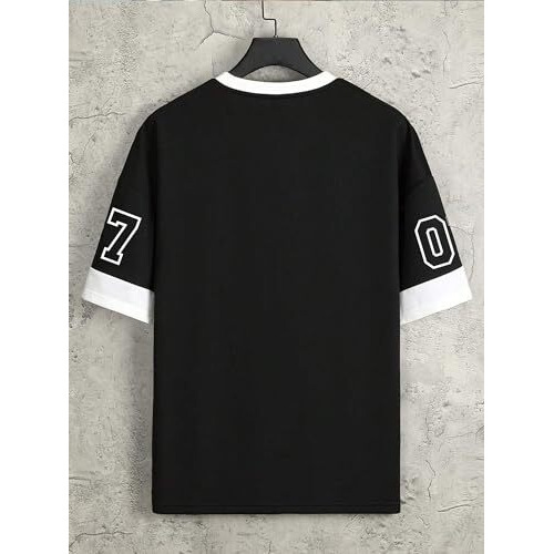 Jump Cuts||Printed Tshirt For Men||Drop Shoulder Tshirt For Men||Round Neck For Men||Cottonblend Oversized T-Shirt Black