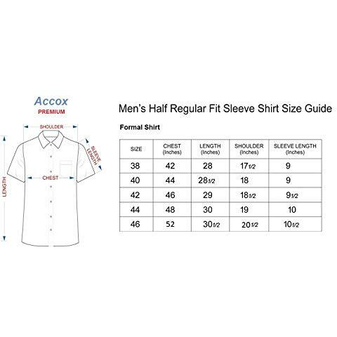 Accox Men's Striped Half Sleeves Regular Fit Cotton Formal Checkred Shirts(Gcr48_46) Multicolour