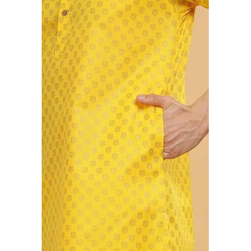 Be Active Men's Cotton Regular Kurta (C-399-1_Yellow-2