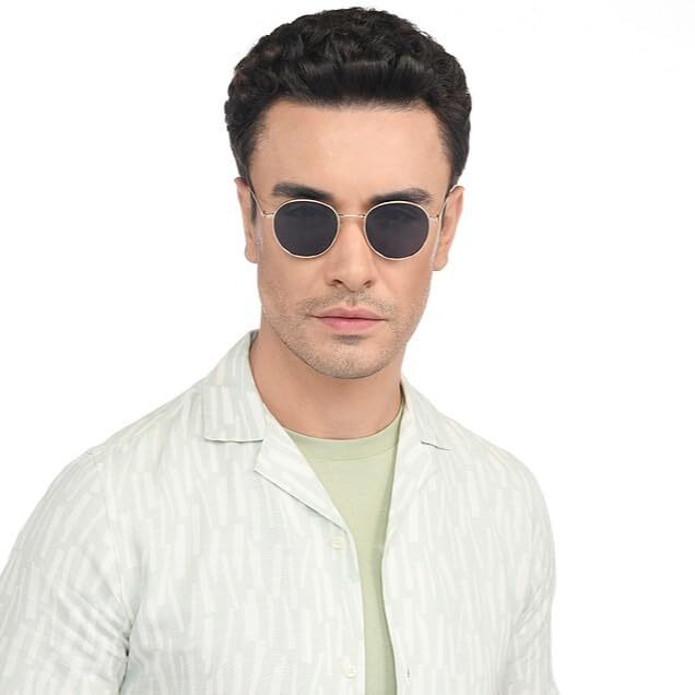 Vincent Chase Eyewear | Round Stylish Sunglasses | Polarized & Uv Protected | For Men & Women | Medium | Vc S13137 (Grey_Gold)- Pack Of 1