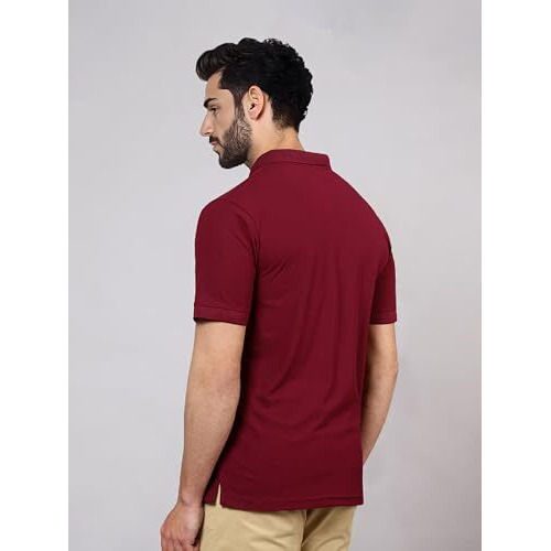 Freecultr Men's Polo T-Shirt Solid Collar Half Sleeve Plain Soft & Stylish T Shirts Regular Fit Moisture Wicking And Quick Dry T-Shirts For Man - L Pack Of 2-Maroon,Green