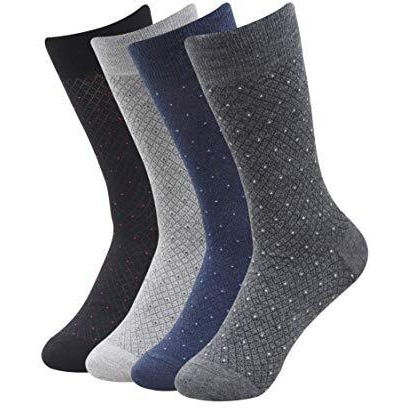 Balenzia Men's Polka/Patterned Crew/Calf Length Formal Socks Combo Pack Of 4|Modal Socks For Men