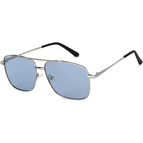 Vincent Chase By Lenskart | Silver Blue Full Rim Square Branded Latest And Stylish Sunglasses | Polarized And 100% Uv Protected | Men & Women | Large | Vc S13118