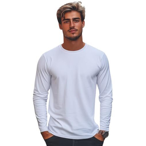 Veirdo Pure Cotton Regular Fit Solid White Full Sleeve T-Shirt For Men & Boys (V_Fs_Reg_Wht_S)