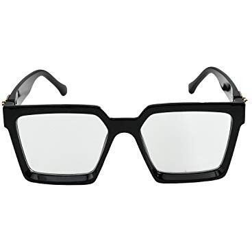 Dervin Unisex Square Non-Polarized Sunglasses Transparent Frame Transparent Lens (Medium)