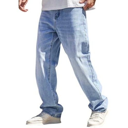 Greciilooks Men Jeans | Men Jeans Pants | Denim Jeans | Loose Fit Jeans For Men | Stylish Jeans | Baggy Jeans For Men (In, Numeric, 34, Regular, Blue 01)