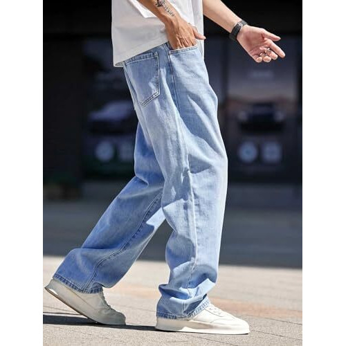 Greciilooks Men Jeans | Men Jeans Pants | Denim Jeans | Loose Fit Jeans For Men | Stylish Jeans | Baggy Jeans For Men (In, Numeric, 34, Regular, Blue 01)