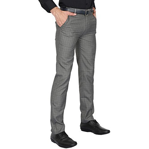 Mc Henry Mens Regular Fit Poly Rayon Grey Checkered Formal Trousers, Trousers(Grey6968-42_ColorGrey_Size42), Mid Rise