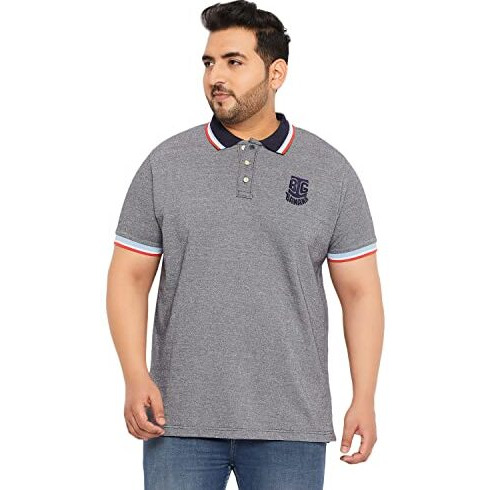 Bigbanana Plus Size Men's Regular Fit Solid Polo Tshirt (Tecla,Grey,5Xl)