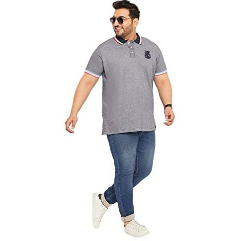 Bigbanana Plus Size Men's Regular Fit Solid Polo Tshirt (Tecla,Grey,5Xl)