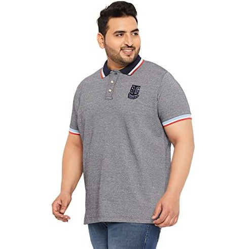 Bigbanana Plus Size Men's Regular Fit Solid Polo Tshirt (Tecla,Grey,5Xl)