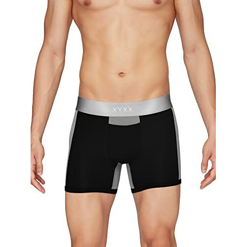 Xyxx Men's Underwear Illuminati Intellisoft Antimicrobial Micro Modal Trunk Pack Of 3 (Black & Steel Grey  Black  Black Iris M)