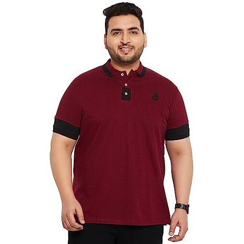Bigbanana Plus Size Men's Regular Fit Solid Polo Tshirt (Kol,Maroon,6Xl)