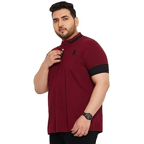 Bigbanana Plus Size Men's Regular Fit Solid Polo Tshirt (Kol,Maroon,6Xl)