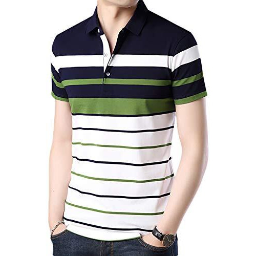 Eyebogler Men Regular Fit T-Shirt T285Hs1_As7-Whie-Navy-Green_1_M_White, Dark Navy Blue, Green_M
