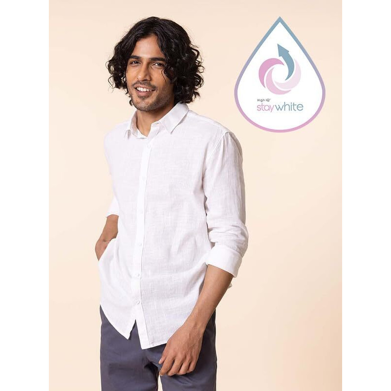 Kingdom Of White Svetah 100% Cotton Solid White Shirt I Full Sleeves With Regular Fit And Regular Collar I Stylish Shirt With Curved Hem And Linen Look For Formal Or Casual Look