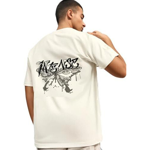 Mack Jonney Oversized | Loose Fit | Half Sleeves 100% Cotton Round Neck Printed T-Shirt For Men-Mack192 White