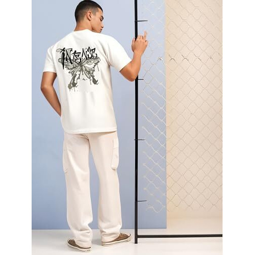 Mack Jonney Oversized | Loose Fit | Half Sleeves 100% Cotton Round Neck Printed T-Shirt For Men-Mack192 White