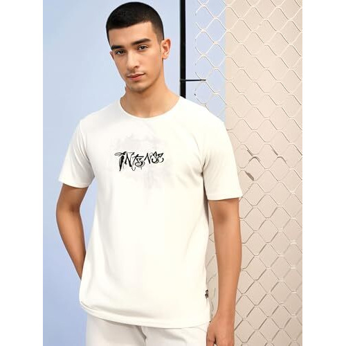 Mack Jonney Oversized | Loose Fit | Half Sleeves 100% Cotton Round Neck Printed T-Shirt For Men-Mack192 White