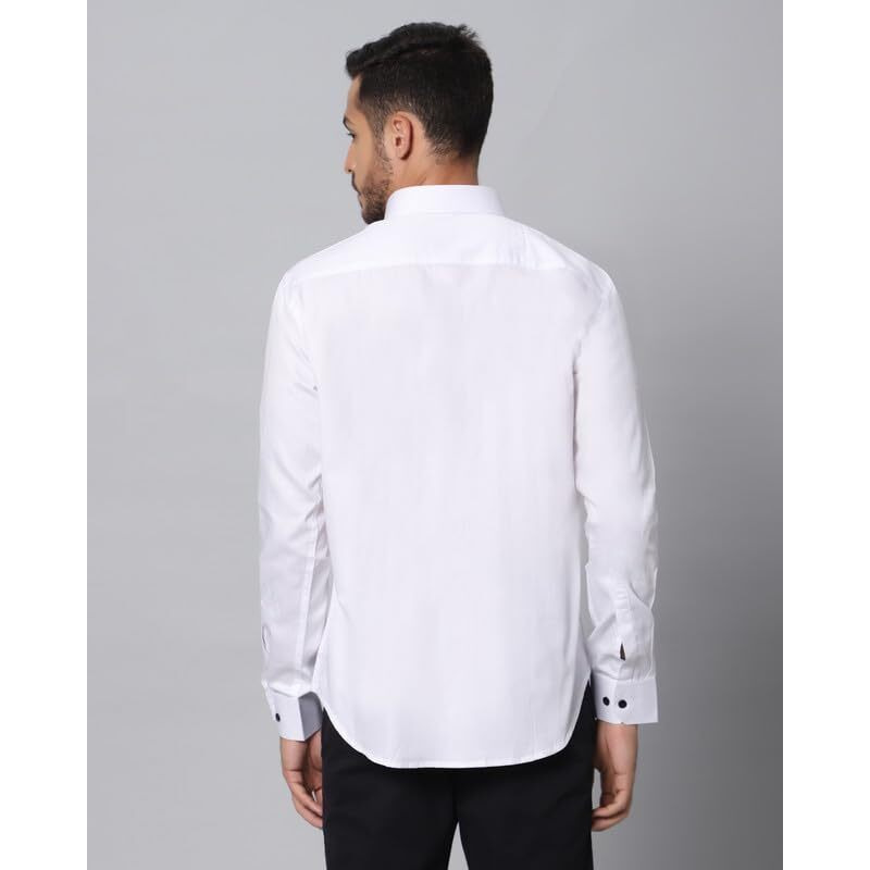 Globalrang Men's Slim Fit Formal White Satin Cotton Classic Tuxedo Dress Shirt With Bow Tie And Long Sleeve-M