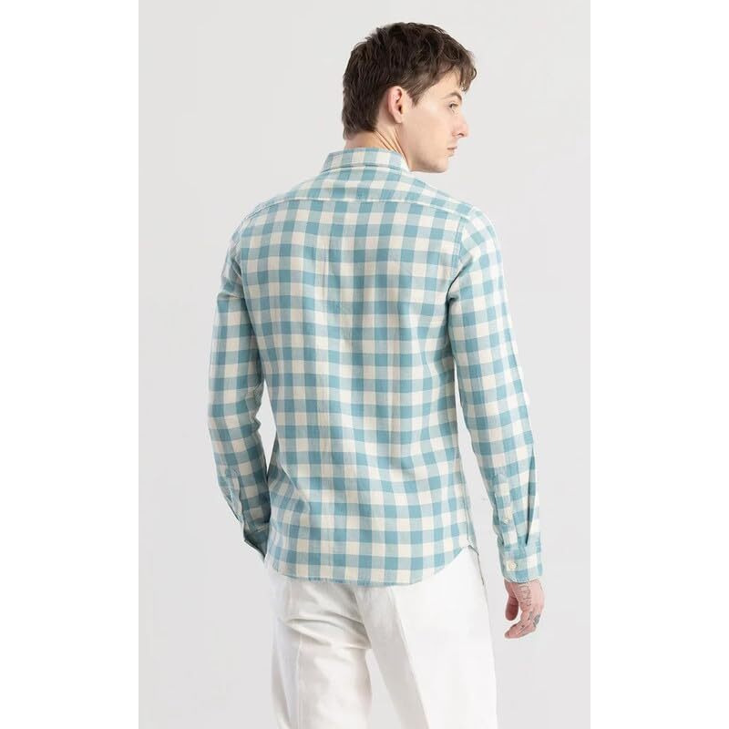 Men's Cotton Casual Printed Checkered Stylish Latest Shirt For Men (Lightblue Xx-Large)