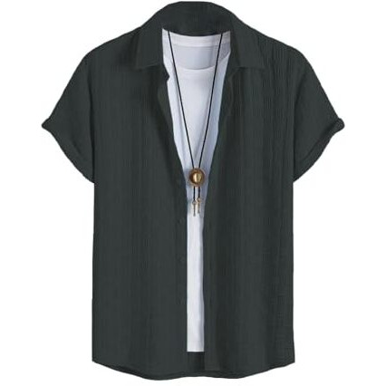 Tagdo Men's Solid Modern Fit Shirt (Chatai-Shirt-2028-Grey-L_Grey