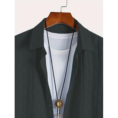 Tagdo Men's Solid Modern Fit Shirt (Chatai-Shirt-2028-Grey-L_Grey