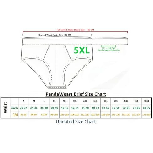 Pandawears Reg/Plus Size Brief - Stretch Fit (In, Alpha, 5Xl, Navy)