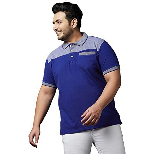 Bigbanana Plus Size Men's Regular Fit Mercerized Polo Tshirt (Blaze,Royal Blue,5Xl)