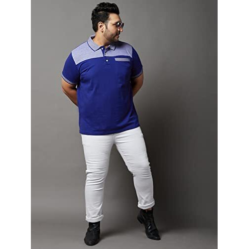 Bigbanana Plus Size Men's Regular Fit Mercerized Polo Tshirt (Blaze,Royal Blue,5Xl)