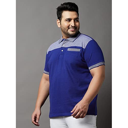 Bigbanana Plus Size Men's Regular Fit Mercerized Polo Tshirt (Blaze,Royal Blue,5Xl)