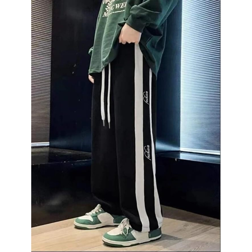 Miramichi Men's Black Trackpants With Sleek White Stripes - Sporty And Modern Casual Workout Pants (In, Alpha, M, Standard, Black 1)