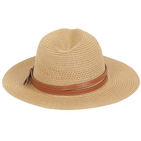 Fabseasons Men's Straw Panama Hat - Beach Sun Protection Cap Brown, Free Size