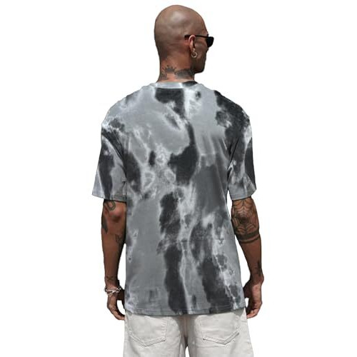 Leotude Oversized Round Neck Half Sleeve Tie & Dye Printed T-Shirt For Men(Fs306_Grey_P_Grey_3Xl)
