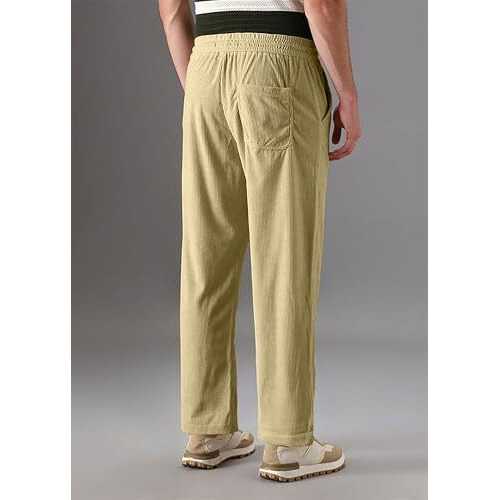 Miramichi Men's Relaxed Corduroy Trousers - Stylish Straight Fit Casual Pants For Men (In, Numeric, 30, Standard, Cream)