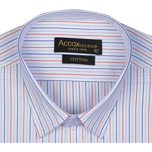 Accox Men's Striped Full Long Sleeves Regular Fit Cotton Formal Shirts(Gcr60_38) Multicolour
