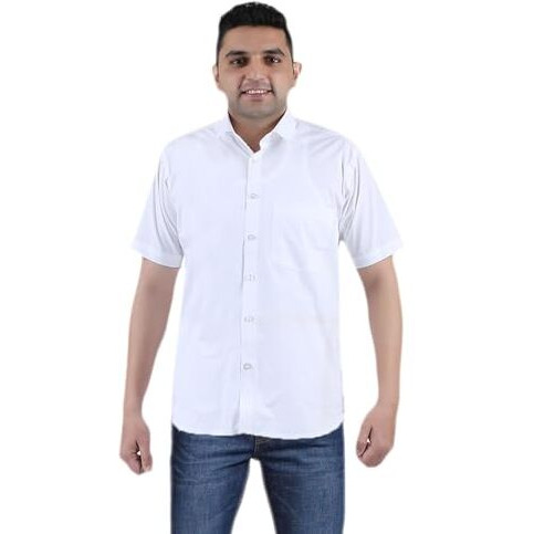 Prakasam Cotton Men's Formal Cool Cotton Half Sleeve White Shirt (Size- 42)