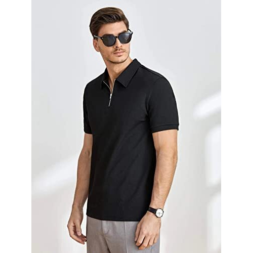Greciilooks Venslooks Men's Cotton Regular Fit Solid Polo Neck T-Shirt | Men's Cotton Regular Fit Solid Polo Neck T-Shirt (Small, Black)