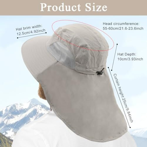 Proberos Sun Hat Upf50+ Wide Brim Hat With Neck Flap & Chin Strap, Breathable Mesh, Lightweight, Foldable Uv Hat Cap For Men & Women, Perfect For Hiking, Fishing, Gardening, Travel & Beach