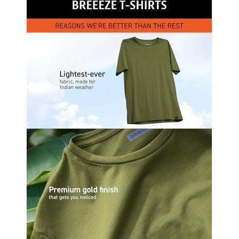 Damensch Breeeze Ultralight Basic Crew Half Sleeve T-Shirt -Olive Green- M