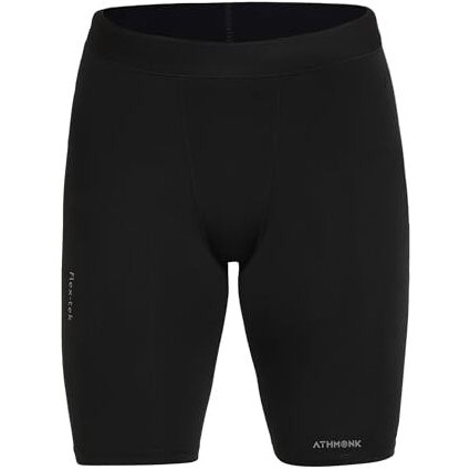 Athmonk 4-Way Lycra Compression Shorts For Men | Tight Skin Fit, Non Padded | Cycling Running Workout Gym Cricket Football Sports | Tummy Tuck Recovery Muscle Support | Quick Dry Anti-Chafe (Black,Xl)