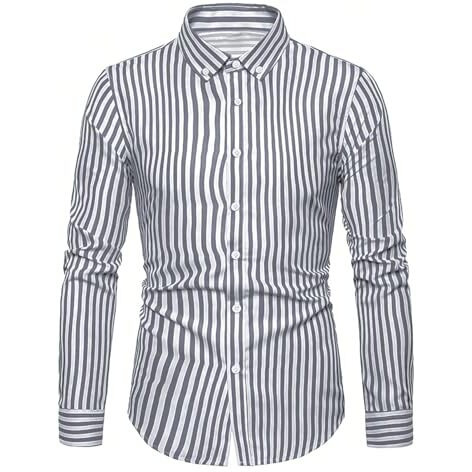 Toplot Shirt For Men || Mens Casual Shirts || Full Sleeve || Regular Fit || Striped (Strip-Shirt-5219-Grey-L)