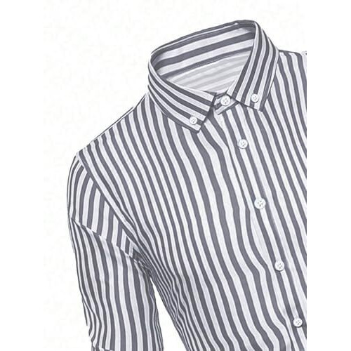 Toplot Shirt For Men || Mens Casual Shirts || Full Sleeve || Regular Fit || Striped (Strip-Shirt-5219-Grey-L)