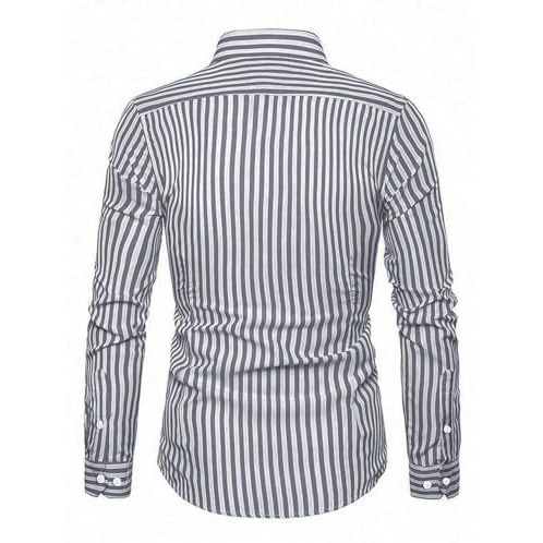 Toplot Shirt For Men || Mens Casual Shirts || Full Sleeve || Regular Fit || Striped (Strip-Shirt-5219-Grey-L)