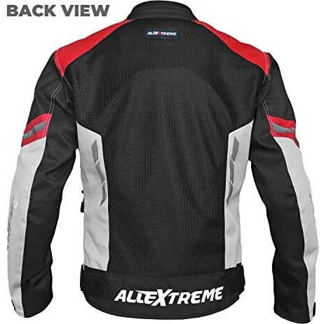 Allextreme Turbo Bike Riding Jacket Mesh Fabric Racer Motorcycle With Back Elbows Shoulders Protection And All Season Night Visibility Sticker For Men (L, Red)