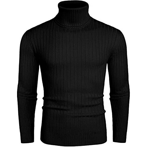 Denimholic Men's Turtle Neck Sweaters For Men, High Neck Sweaters For Men (In, Alpha, L, Black)